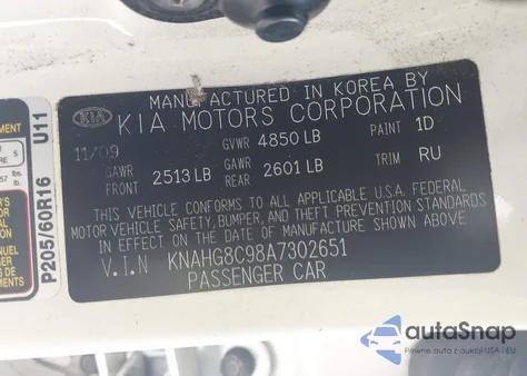 2010 Kia Rondo Lx from USA, damaged, VIN KNAHG8C98A7302651